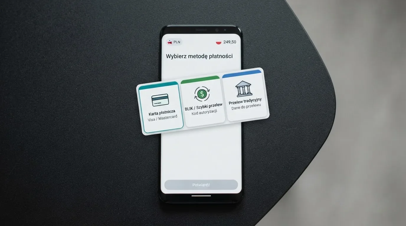 Ekran wyboru metody płatności z opcją kryptowalut w kasynie online